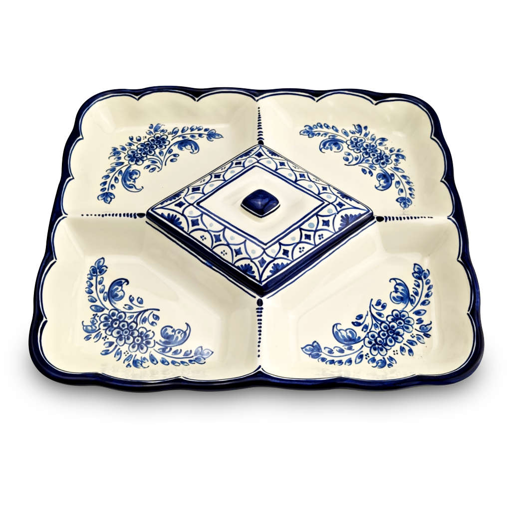 Alternative view of Bandeja de aperitivos con tapadera "Flores Azules" (30 x 26 cm)