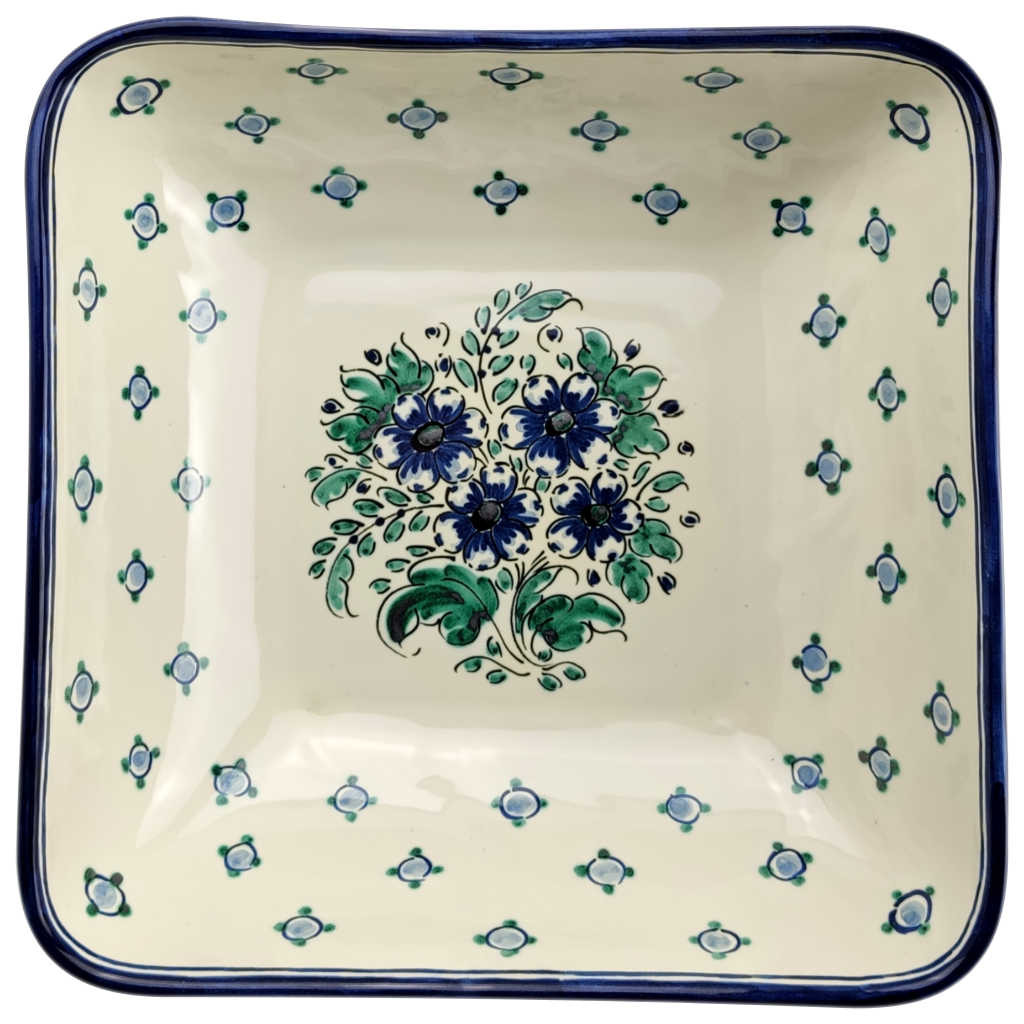 Alternative view of Ensaladeras cuadradas "Flores Azules y Verdes" (individuales o en pack)