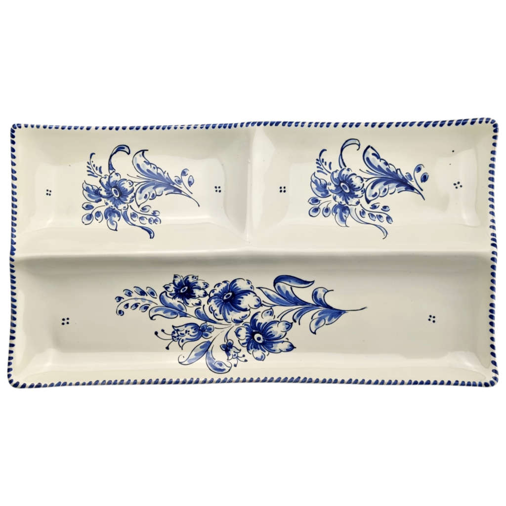 Bandeja 3 Compartimentos "Ramos de Flores Azules" (31,5 cm)