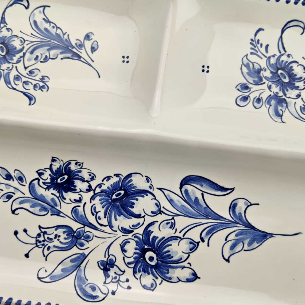 Bandeja 3 Compartimentos "Ramos de Flores Azules" (31,5 cm) - Imagen 3