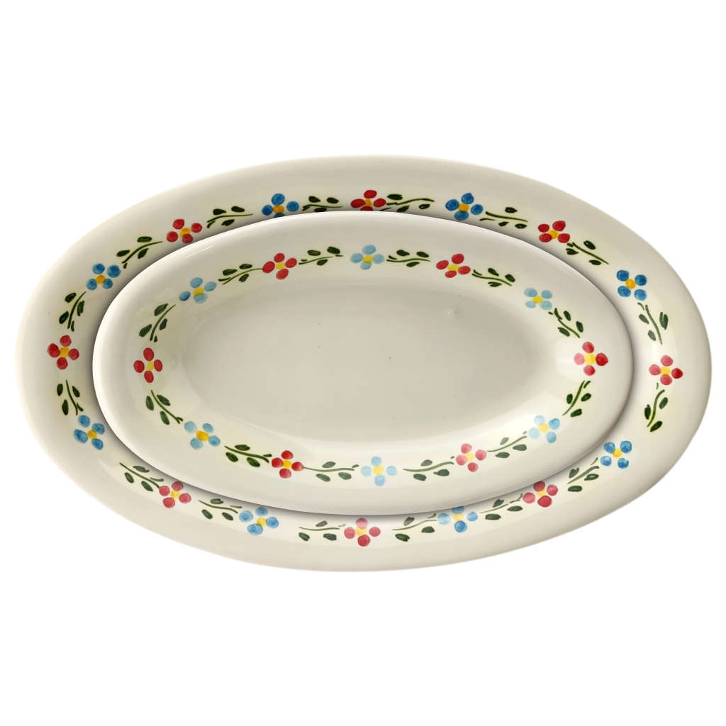 Bandejas Ovaladas "Flores de Puntos" (18 y 23,5 cm) - Imagen 3