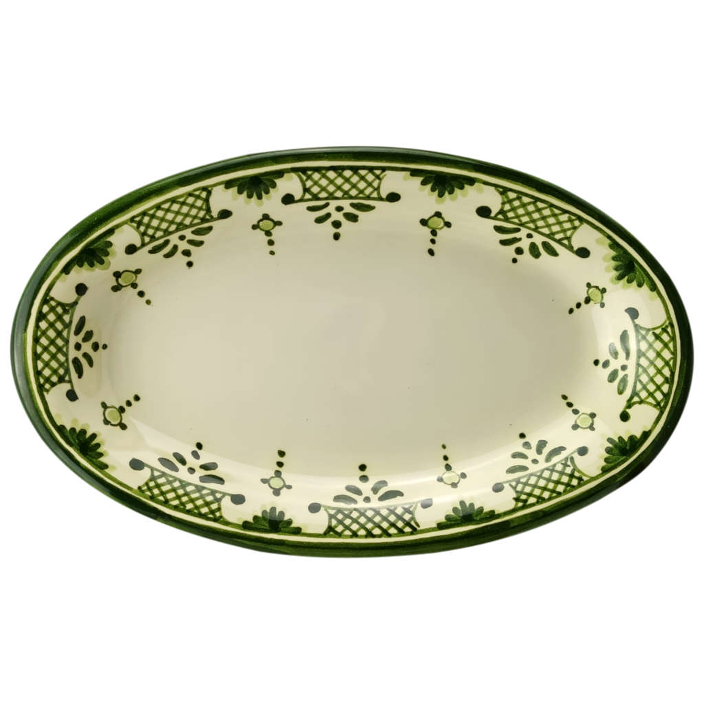 Bandejas Ovaladas "Puntilla Verde" (18 y 23,5 cm)
