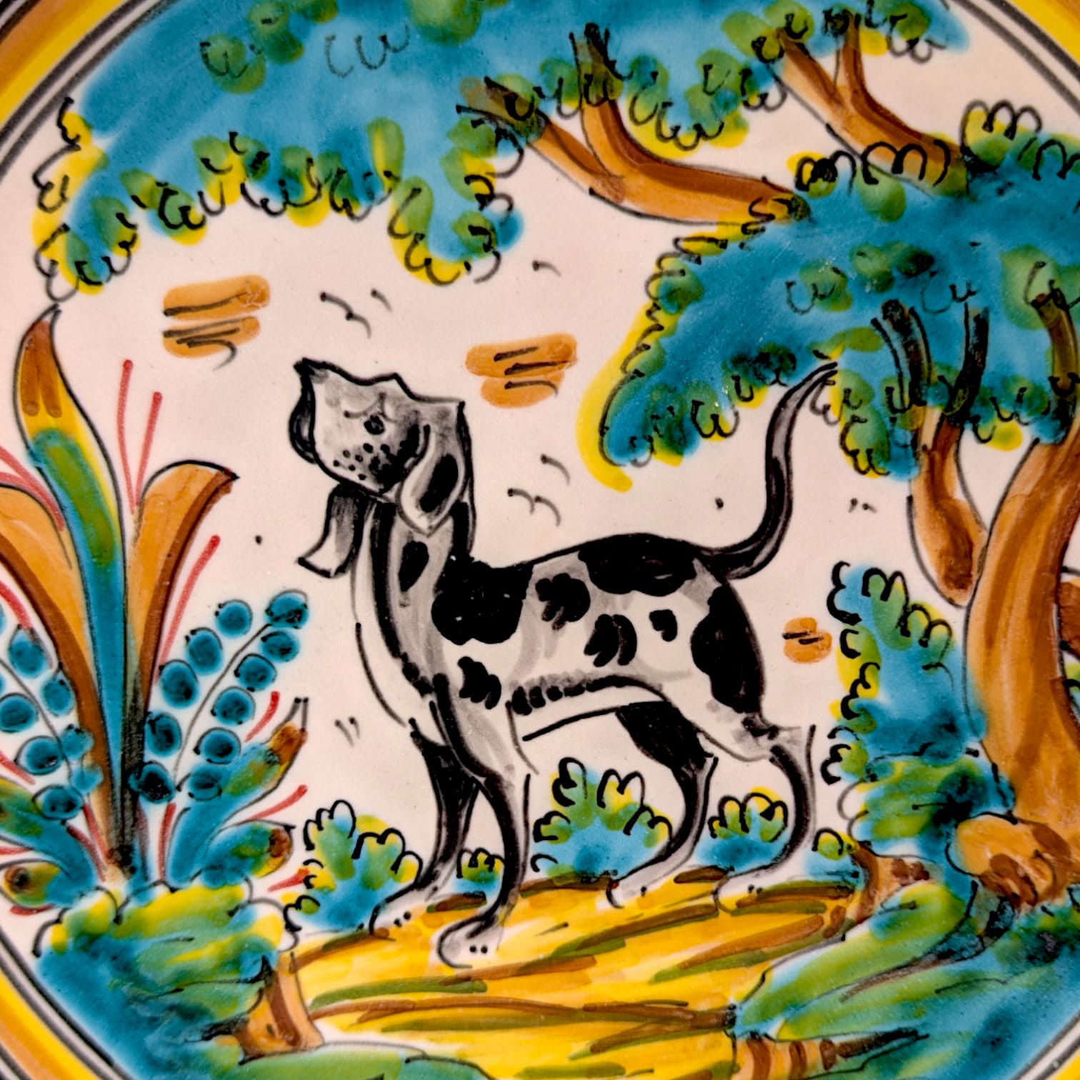 Plato de "Montería de Puente" 24 cm (Perro) - Imagen 3