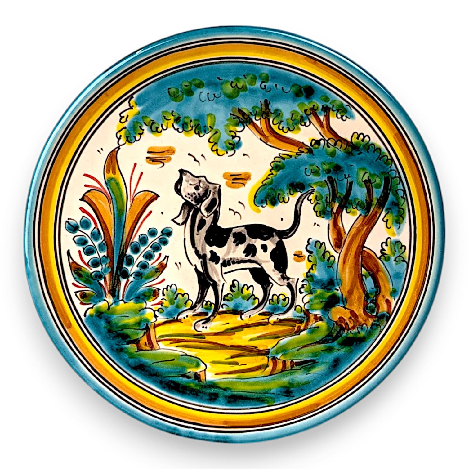 Plato de "Montería de Puente" 24 cm (Perro)